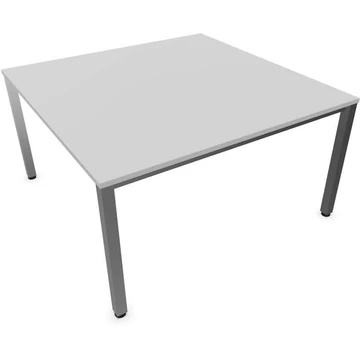 Tárgyalóasztal, színe világosszürke, szélesség x mélység: 1400 x 1400 mm, négyszögletes asztallábak, matt