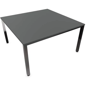 Tárgyalóasztal, sötétszürke szín, szélesség x mélység: 1400 x 1400 mm, négyszögletes asztallábak, fényes