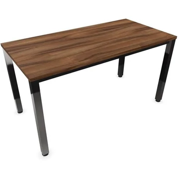 Tárgyalóasztal, dió színű, szélesség x mélység: 1400 x 700 mm, négyszögletes asztallábak, fényes