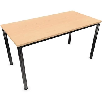 Tárgyalóasztal, kerek asztallábak, fényes, juhar színű, szélesség x mélység: 1400 x 700 mm