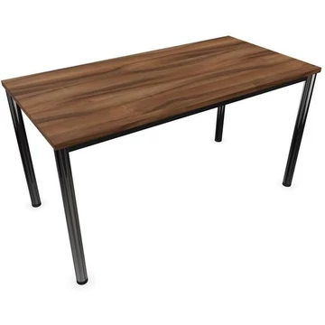 Tárgyalóasztal, kerek asztallábak, fényes, dió színű, szélesség x mélység: 1400 x 700 mm