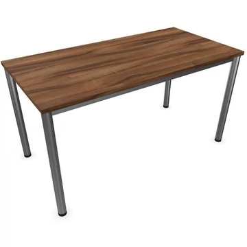 Tárgyalóasztal, kerek asztallábak, matt, dió színű, szélesség x mélység: 1400 x 700 mm