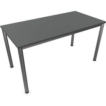 Tárgyalóasztal, kerek asztallábak, matt, színe sötétszürke, sz x mé: 1400 x 700 mm