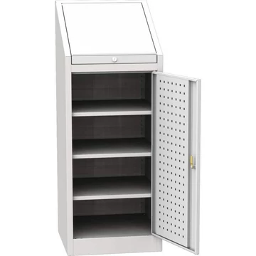 Műhelyszekrény, könnyű, alacsony felépítésű, ma x sz x mé: 1300 x 500 x 500 mm, 3 polc, világosszürke RAL7035 / RAL7035