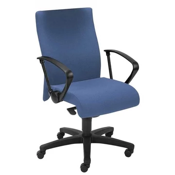 NEO irodai forgószék, széles üléssel és kartámaszokkal, nejlon talpcsillag, Oban kárpit - kék