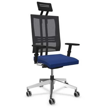 @ - MOTION modern irodai szék fejtámlával, ülésOban kárpit - kék színű, krómozott acél váz