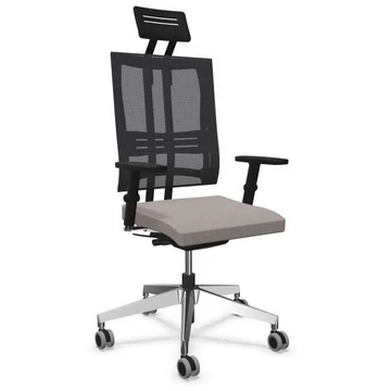 @ - MOTION modern irodai szék fejtámlával, ülésOban kárpit - szín világosszürke, krómozott acél váz