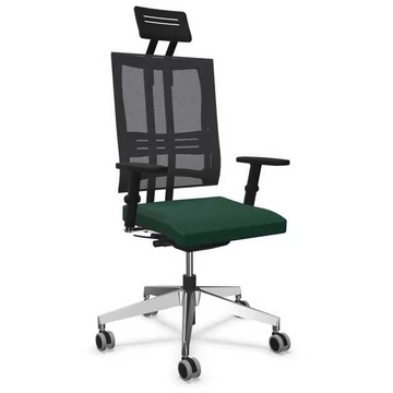 @ - MOTION modern irodai szék fejtámlával, ülésOban kárpit - színe sötétzöld, krómozott acél váz