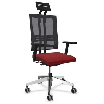 @ - MOTION modern irodai szék fejtámlával, ülésOban kárpit - piros szín, krómozott acél váz