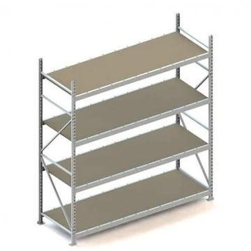 MINI-RACK csavar nélküli, dugaszolható állvány, magasság 2500 mm, 4 forgácslap polc 2200x800 mm, teherbírás 600 kg, alapállvány