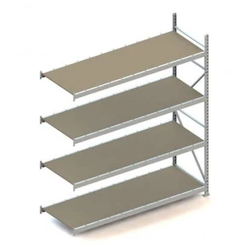 MINI-RACK csavar nélküli, dugaszolható állvány, magasság 2500 mm, 4 forgácslap polc 2200x800 mm, teherbírása 600 kg, toldalék állvány