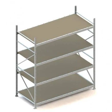 MINI-RACK csavar nélküli, dugaszolható állvány, magasság 2500 mm, 4 forgácslap polc 2200x1050 mm, teherbírása 600 kg, alapállvány