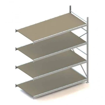 MINI-RACK csavar nélküli, dugaszolható állvány, magasság 2500 mm, 4 forgácslap polc 2200x1050 mm, teherbírása 600 kg, toldalék állvány