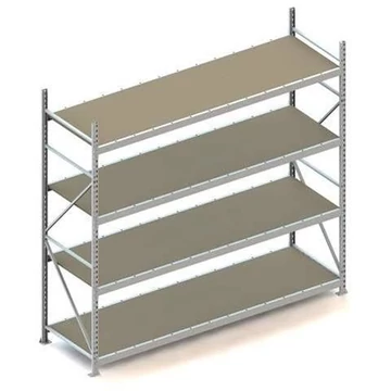 MINI-RACK csavar nélküli, dugaszolható állvány, magasság 2500 mm, 4 forgácslap polc 2600x800 mm, teherbírás 490 kg, alapállvány