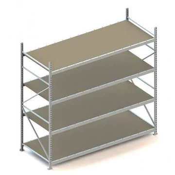 MINI-RACK csavar nélküli, dugaszolható állvány, magasság 2500 mm, 4 forgácslap polc 2600x1050 mm, teherbírás 490 kg, alapállvány
