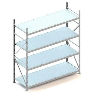 MINI-RACK csavar nélküli, dugaszolható állvány, magasság 2500 mm, 4 fémlemez polc 2200x800 mm, teherbírása 600 kg, alapállvány