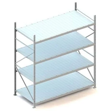 MINI-RACK csavar nélküli, dugaszolható állvány, magasság 2500 mm, 4 fémlemez polc 2200x1050 mm, teherbírás 600 kg, alapállvány