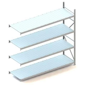 MINI-RACK dugaszolható polc, magasság 2500 mm, 4 fémlemez polc 2600x800 mm, teherbírás 490 kg, toldalék állvány