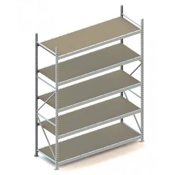 MINI-RACK csavar nélküli, dugaszolható állvány, magasság 3000 mm, 5 forgácslap polc 2200x800 mm, teherbírása 600 kg, alapállvány
