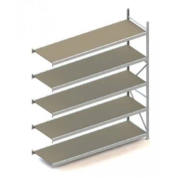 MINI-RACK csavar nélküli, dugaszolható állvány, magasság 3000 mm, 5 forgácslap polc 2600x800 mm, teherbírás 490 kg, toldalék állvány