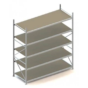 MINI-RACK csavar nélküli, dugaszolható állvány, magasság 3000 mm, 5 forgácslap polc 2600x1050 mm, teherbírás 490 kg, alapállvány