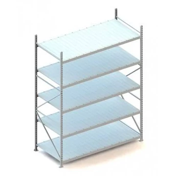 MINI-RACK csavar nélküli, dugaszolható állvány, magasság 3000 mm, 5 fémlemez polc 2200x1050 mm, teherbírása 600 kg, alapállvány