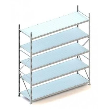 MINI-RACK dugaszolható polc, magasság 3000 mm, 5 lemezes polclemez 2600x800 mm, teherbírás 490 kg, alapállvány