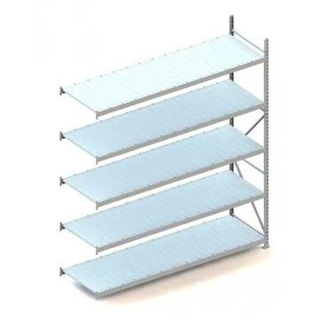 MINI-RACK dugaszolható polc, magasság 3000 mm, 5 lemezes polc 2600x800 mm, teherbírás 490 kg, toldalék állvány