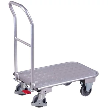 Alumínium platós kocsi VARIOfit lehajtható fogantyúval, 900x600 mm, teherbírása 150 kg