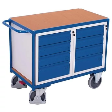 VARIOfit műhelykocsi, teherbírás 500 kg, rakfelület 1000 x 600 mm, 8 fiók