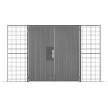 Acéllemez kétszárnyú ajtó fogantyúval (Euro hengerzár), ma x szé: 2200x2000 mm, szürke színű