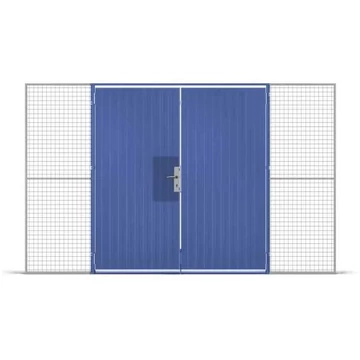 Acéllemez kétszárnyú ajtó fogantyúval (Euro hengerzár), ma x szé: 2200x2000 mm, kék színű