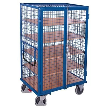 VARIOfit szekrénykocsi szárnyas ajtókkal és 5 szinttel, rácsos falakkal, 1245 x 785 mm, teherbírása 500 kg