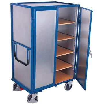 VARIOfit szekrénykocsi szárnyas ajtókkal, 5 szintes, horganyzott acéllemez falakkal, 1245 x 785 mm, teherbírás 500 kg