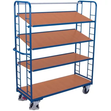 VARIOfit polcos kocsi ferde polccal, 4 szintes, 1605 x 650 mm, teherbírás 400 kg