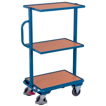 Elosztó és komissiózó kocsi VARIOfit, 3 rögzített szint fa alapú panelekkel