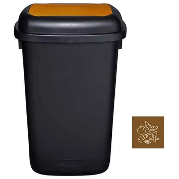 A QUATRO szemeteskosár, műanyagból, 90 l térfogatú, fekete színű, fedélbarna