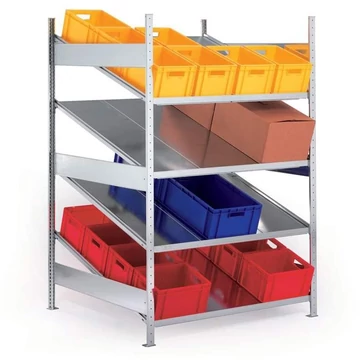 CLIP ferde polcos állvány, egyoldalas, ma x sz x mé: 2000 x 1000 x 1228 mm, 4 szint 200 kg teherbírással, alapállvány