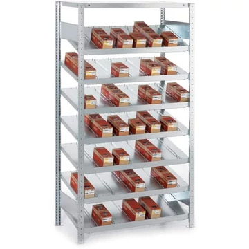 CLIP ferde polcos állvány, egyoldalas, ma x sz x mé: 2000 x 1056 x 536 mm, 8 szint 120 kg teherbírással, alapállvány