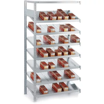 CLIP ferde polcos állványegység, egyoldalas, ma x sz x mé: 2000 x 1056 x 836 mm, 8 szint 120 kg teherbírással, toldalék állvány