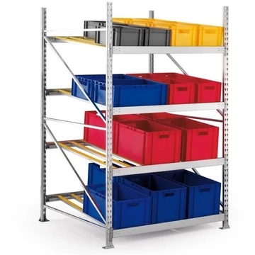 ferde polcos állvány MINI-RACK, ma x sz x mé: 2200 x 1300 x 1295 mm, 4 szint görgősínnel, alapállvány