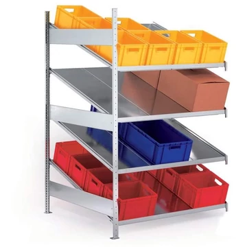 CLIP ferde polcos állvány, egyoldalas, ma x sz x mé: 2000 x 1000 x 1228 mm, 4 szint 200 kg teherbírással, toldalék állvány