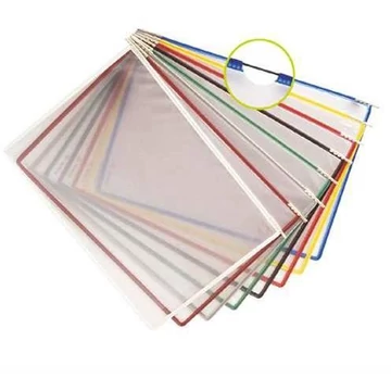 A4-es átlátszó táblák felcsatolható fülekkel, sárga színű, 10 darabos csomagolásban