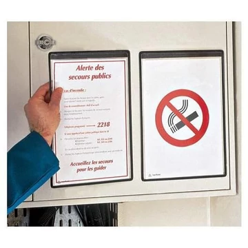 Mágneses átlátszó zsebek, A4 fekvő formátumban, 5 darab, fekete színű