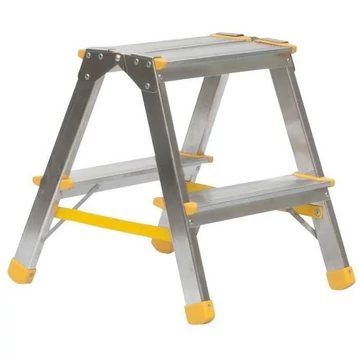 Alumínium összecsukható lépcsők, kétoldalas, standard kivitelben, 2 x 2 fokos