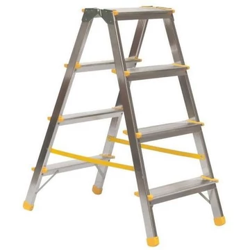 Alumínium összecsukható lépcsők, kétoldalas, standard kivitelben, 2 x 4 fokos