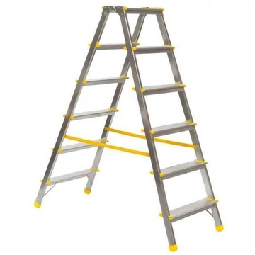Alumínium összecsukható lépcsők, kétoldalas, standard kivitelben, 2 x 6 fokos