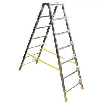 Alumínium összecsukható lépcsők, kétoldalas, standard kivitelben, 2 x 7 fokos