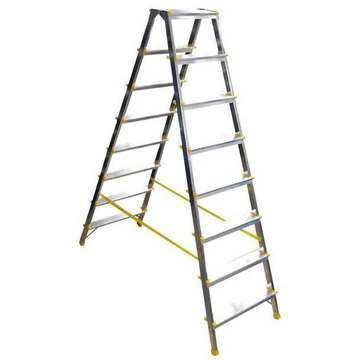 Alumínium összecsukható lépcsők, kétoldalas, standard kivitelben, 2 x 8 fokos