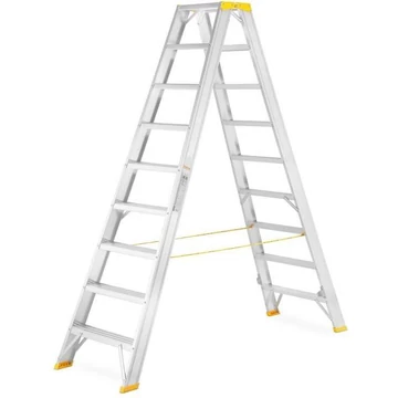 Alumínium összecsukható lépcsők, kétoldalas, professzionális változat, 2 x 9 fokos